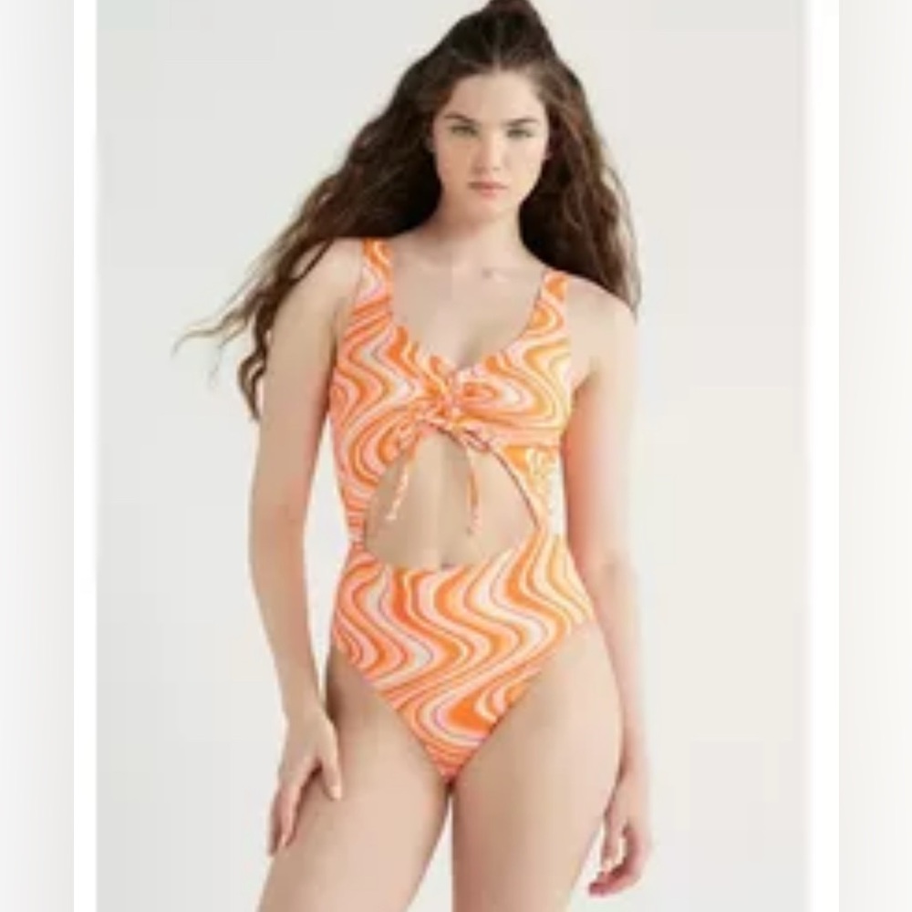 No Boundaries Orange Swirl Junior 3-5 One Piece Swimsuit